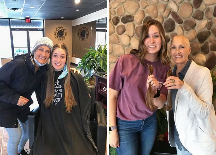 Mi hermosa hija, conmovida por mis circunstancias, decidió donar su cabello a gente como yo