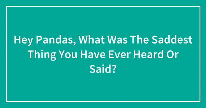 Hey Pandas, What Was The Saddest Thing You Have Ever Heard Or Said? (Closed)