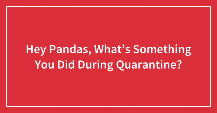 Hey Pandas, What’s Something You Did During Quarantine? (Closed)