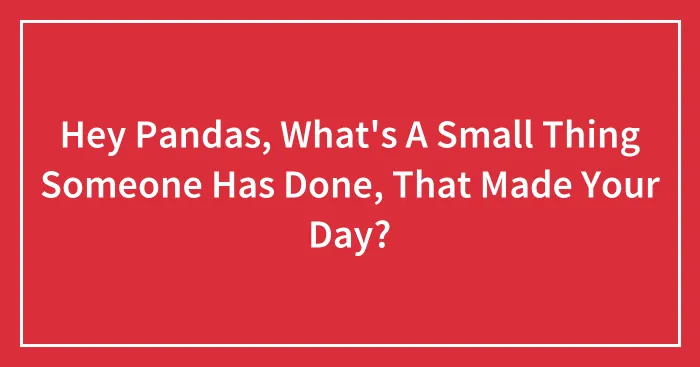 Hey Pandas, What's A Small Thing Someone Has Done, That Made Your Day? (Closed)