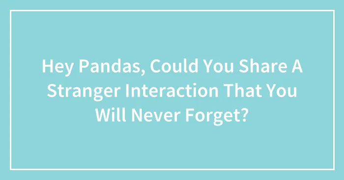 Hey Pandas, Could You Share A Stranger Interaction That You Will Never Forget? (Closed)