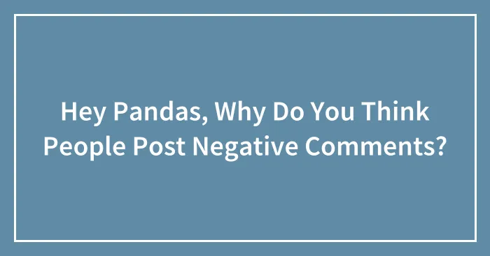Hey Pandas, Why Do You Think People Post Negative Comments? (Closed)