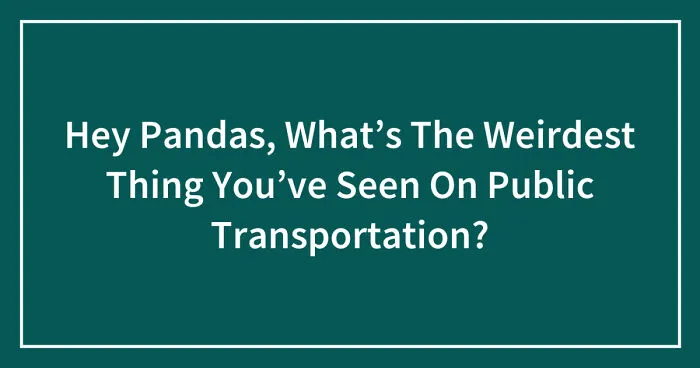 Hey Pandas, What’s The Weirdest Thing You’ve Seen On Public Transportation? (Closed)