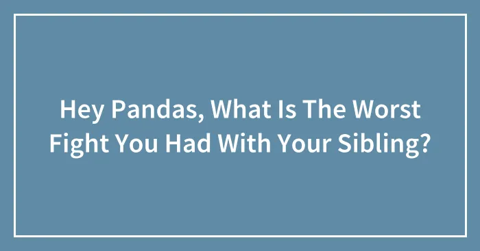 Hey Pandas, What Is The Worst Fight You Had With Your Sibling? (Closed)