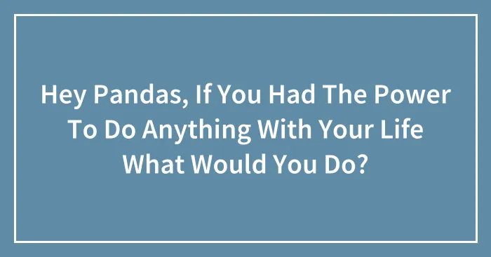Hey Pandas, If You Had The Power To Do Anything With Your Life What Would You Do? (Closed)