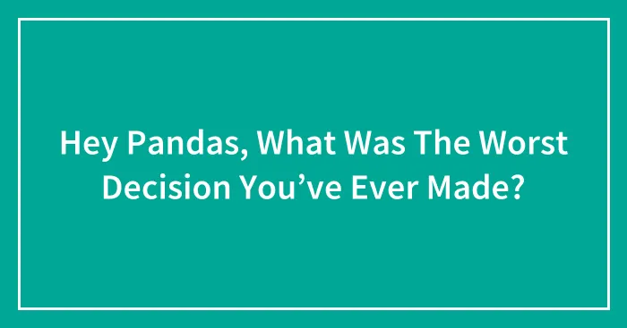 Hey Pandas, What Was The Worst Decision You’ve Ever Made? (Closed)