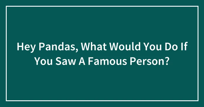 Hey Pandas, What Would You Do If You Saw A Famous Person? (Closed)