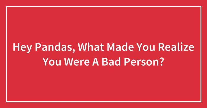 Hey Pandas, What Made You Realize You Were A Bad Person? (Closed)
