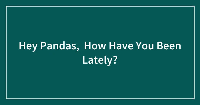 Hey Pandas, How Have You Been Lately? (Closed)
