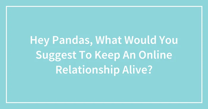 Hey Pandas, What Would You Suggest To Keep An Online Relationship Alive? (Closed)