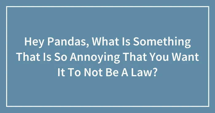 Hey Pandas, What Is Something That Is So Annoying That You Want It To Not Be A Law? (Closed)