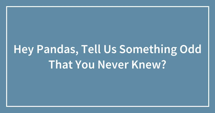 Hey Pandas, Tell Us Something Odd That You Never Knew? (Closed)
