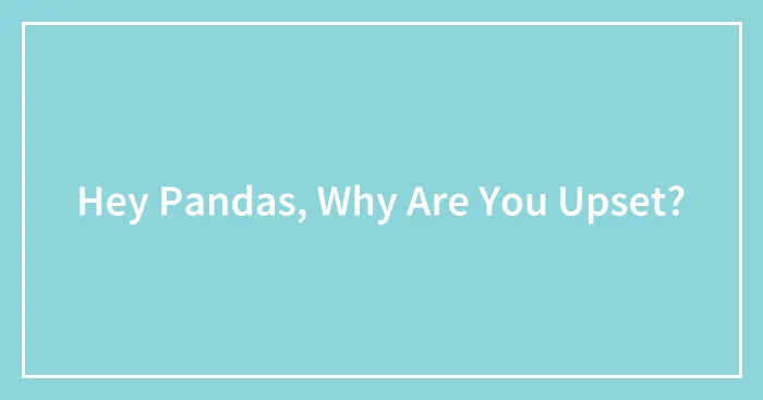 Hey Pandas, Why Are You Upset? (Closed)