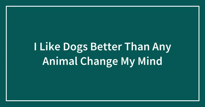 I Like Dogs Better Than Any Animal Change My Mind