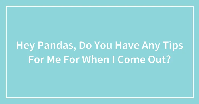 Hey Pandas, Do You Have Any Tips For Me For When I Come Out? (Closed)