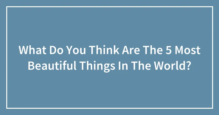 What Do You Think Are The 5 Most Beautiful Things In The World?