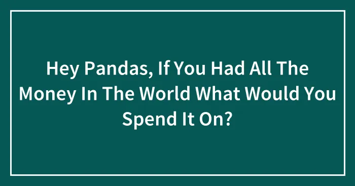 Hey Pandas, If You Had All The Money In The World What Would You Spend It On? (Closed)