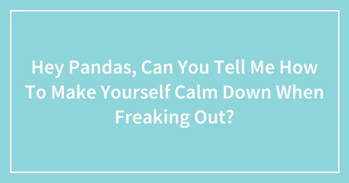 Hey Pandas, Can You Tell Me How To Make Yourself Calm Down When Freaking Out? (Closed)