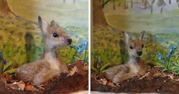 I Created This Mixed Media Diorama Of A Deer In A Bluebell Wood