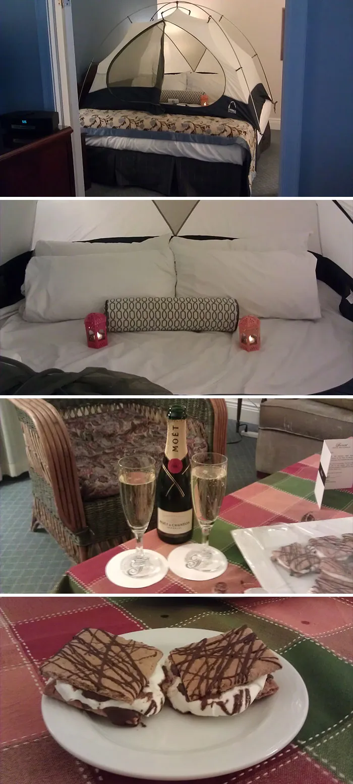 Me perdí de acampar este año, así que pedí una tienda de campaña en mi habitación de hotel
