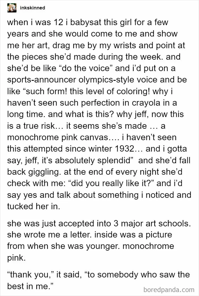 I Think Talking To Ourselves Like How The Babysitter Did With The Girl, And Having Fun Would Be Good For All Ages!