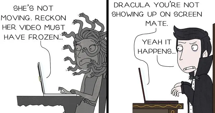 I Illustrated The Struggles These 10 Fictional Characters Would Have Attending Zoom Calls