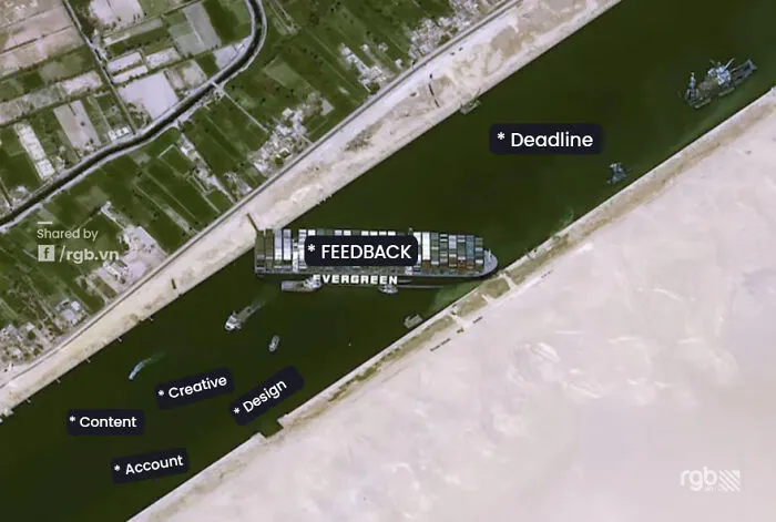 Huge Container Ship Stuck In Suez Canel Inspired Us To Make Memes About Our Agency Life
