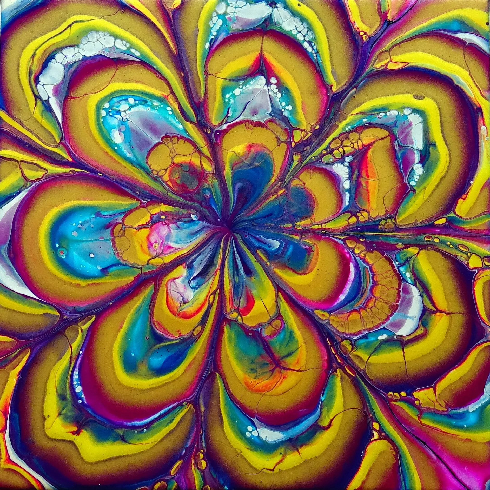 Acrylic Pour Painting With Flower Funnel ~ Fluid Art Tutorial ~ Acrylic Pouring For Beginners