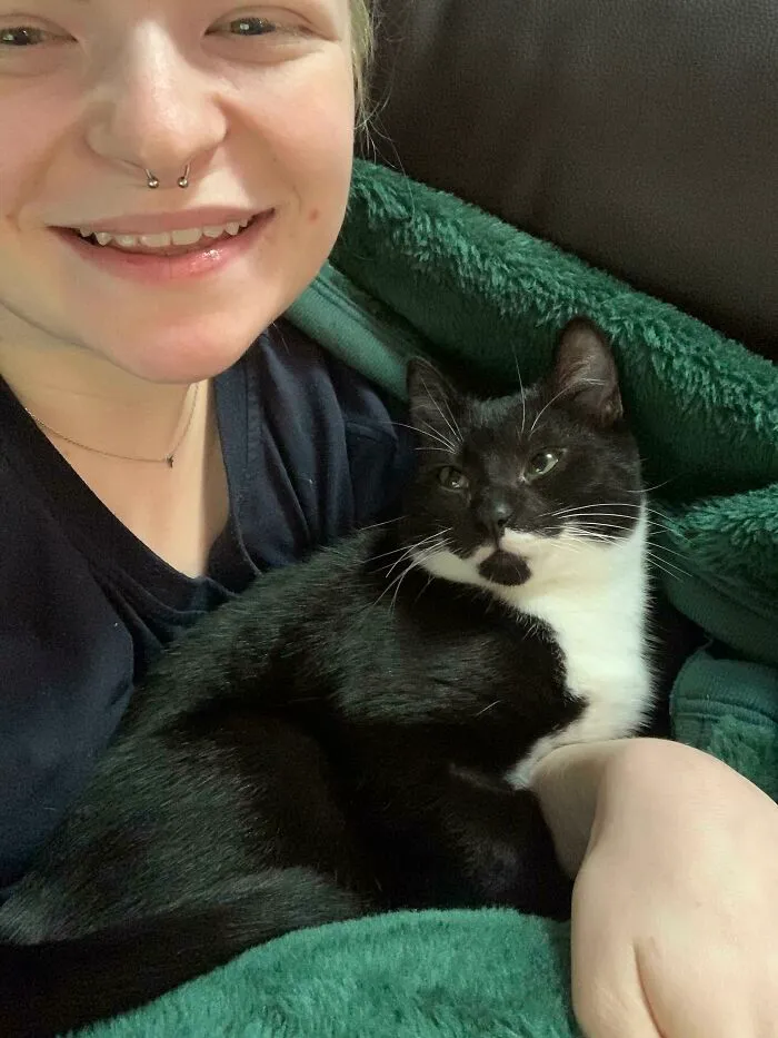 Adopted This Lil Guy A Few Weeks Ago, He Was The Last Of His Litter Adopted Because He Was So Shy. Now He Won’t Leave Me Alone!