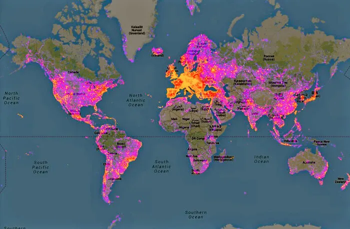 Mapa de los lugares más fotografiados del mundo