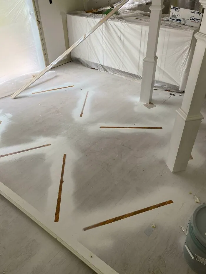 We Got Our Doors Painted During A Remodel And The Painters Forgot To Put The Plastic Covering On The Ground