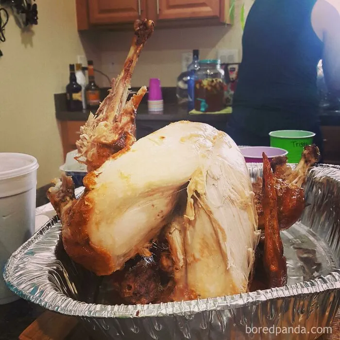 My Drunk Mil Ate All Of The Skin And A Leg Off Of The Fried Turkey Before It Was Served