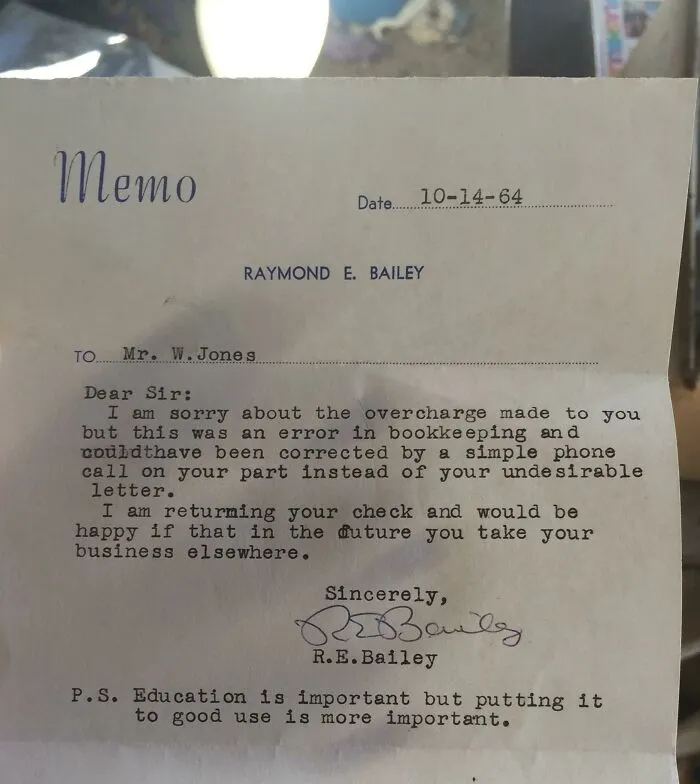 Found This Passive Aggressive Customer Service Letter From 1964 In My Garage