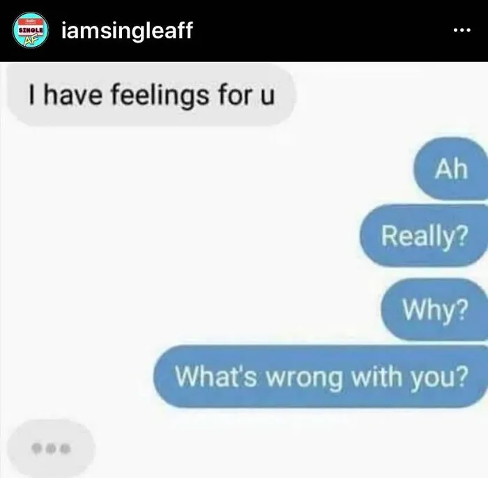 Funny meme depicting a text conversation highlighting single life humor.