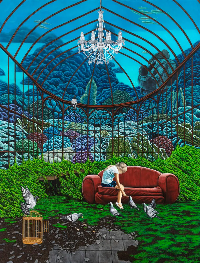 Caged, Oil On Mylar