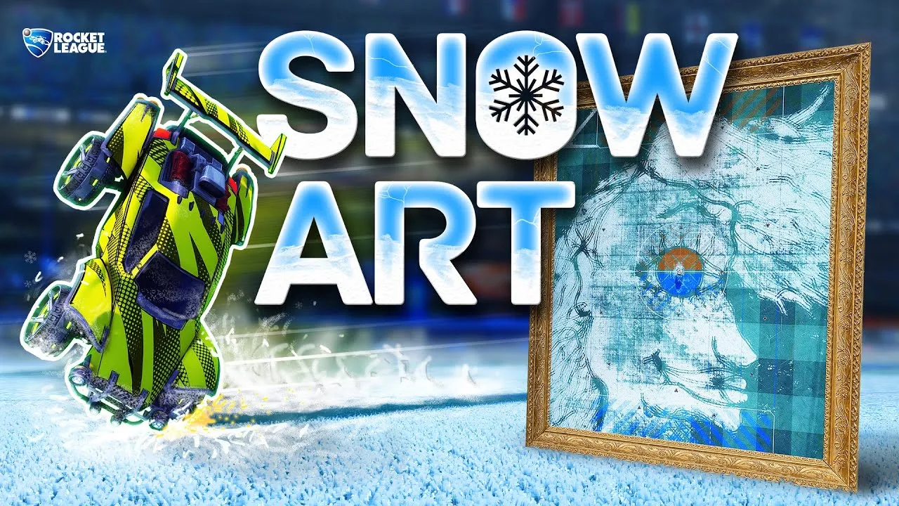 I Drew Amazing Snow Art By Driving On A Winter Map In The Car Soccer Videogame "Rocket League"