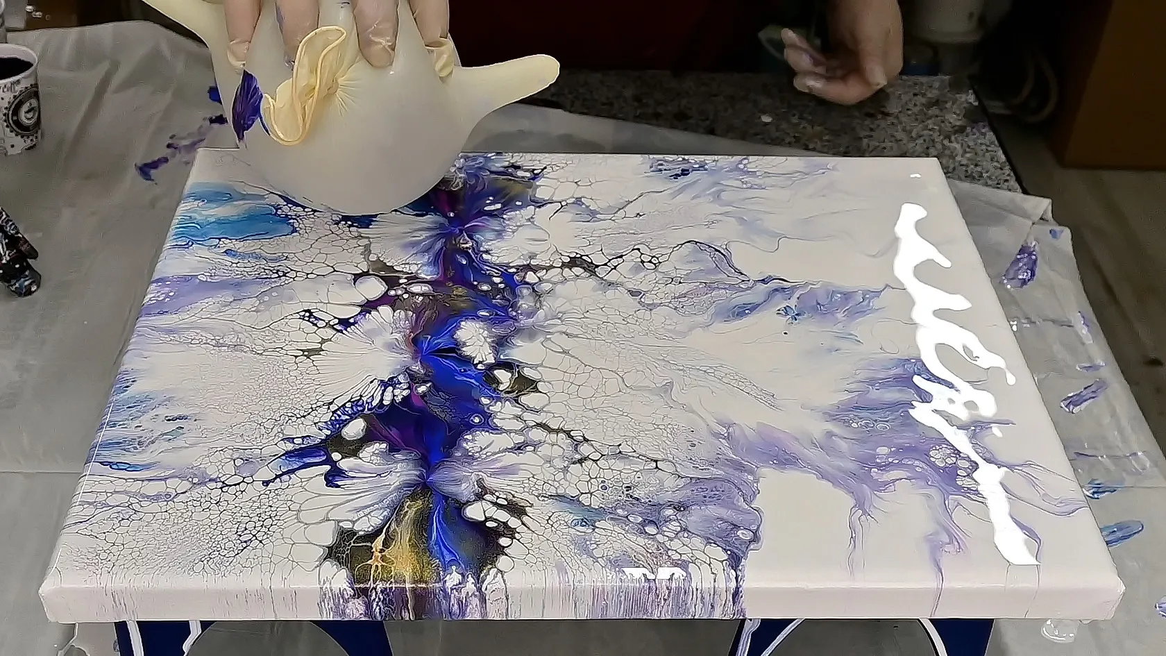 Pearl Cells And Lacing In Dutch Pour ~ Kiss And Blow ~ Fluid Art Painting ~ Acrylic Pouring
