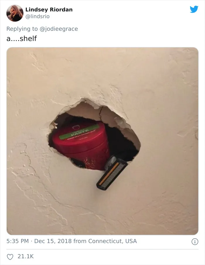 People On Twitter Share Pics Of Weird Stuff In Guys' Bathrooms And Here Are 35 Of The Best Ones