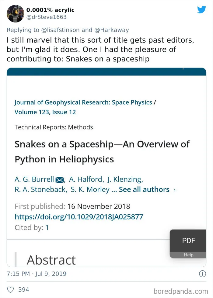 30 Paper Titles From Scientists With A Sense Of Humor, As Shared On This Twitter Thread