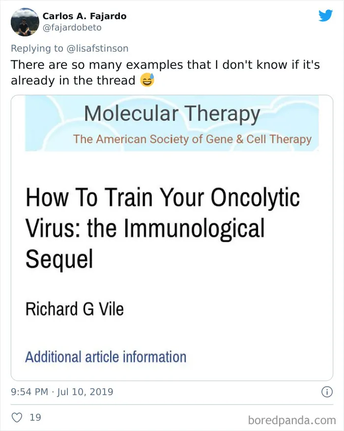 30 Paper Titles From Scientists With A Sense Of Humor, As Shared On This Twitter Thread