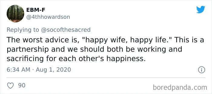 Someone Asks People To Share The Worst Marriage Advice They've Gotten, And They Deliver (30 Tweets)