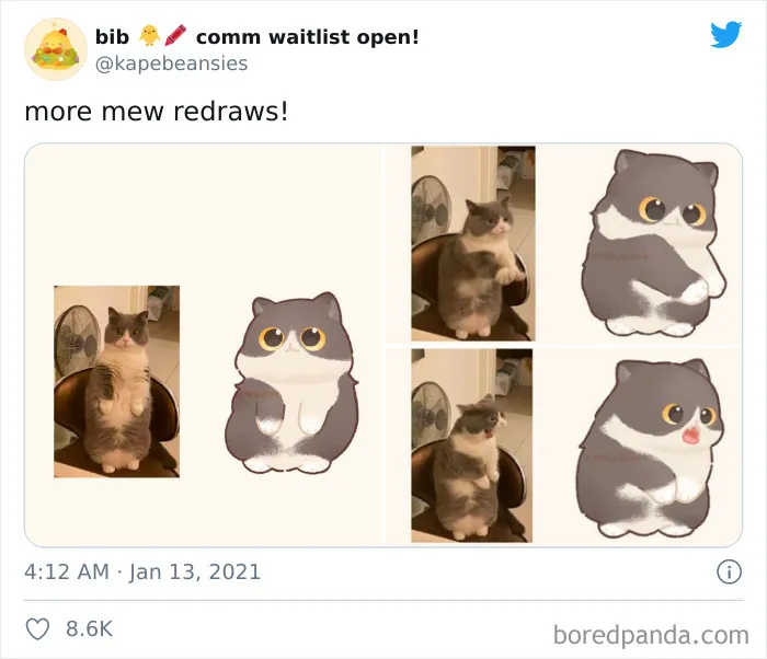 'Bib' Turns Funny Animal Pics Into Adorable Drawings And Here're 30 Of Their Cutest Works