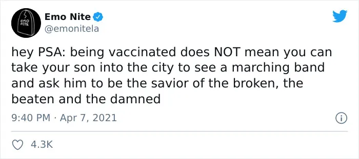 People Are Cracking Up At These 30 ‘Being Vaccinated Does Not Mean’ Tweets That Actually Use Pop Culture As Rules