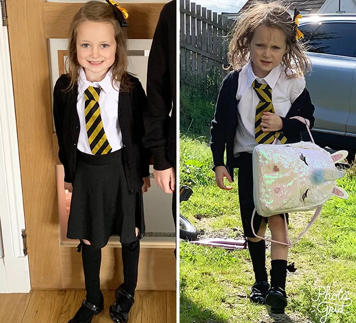 First Day Back At School Took Its Toll On This Little Girl