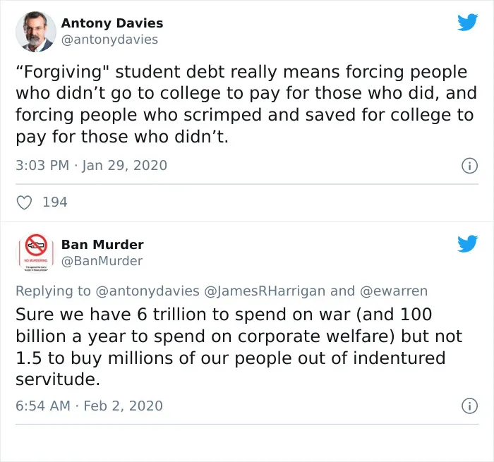 30 Of The Dumbest Points People Saw Americans Make Against Canceling Student Debt
