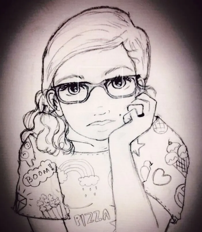 Graphite On Paper, Added A Vignette And Rose Hue.