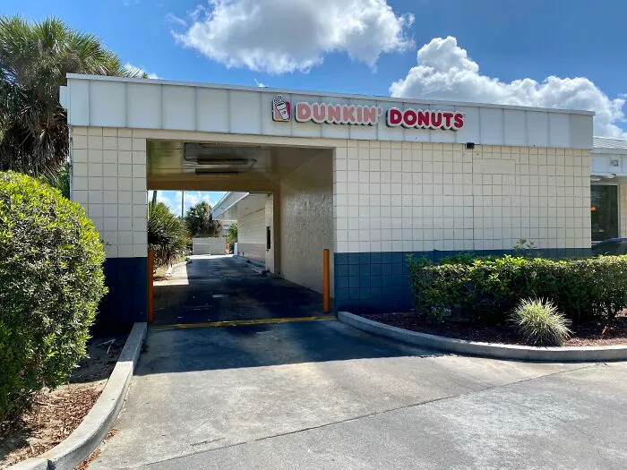 Dunkin’ Doughnuts Drive Thru In A Former Gas Station Car Wash.