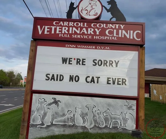 30 Of The Funniest Outdoor Signs From This Vet Clinic To Make You Crack A Smile (New Pics)