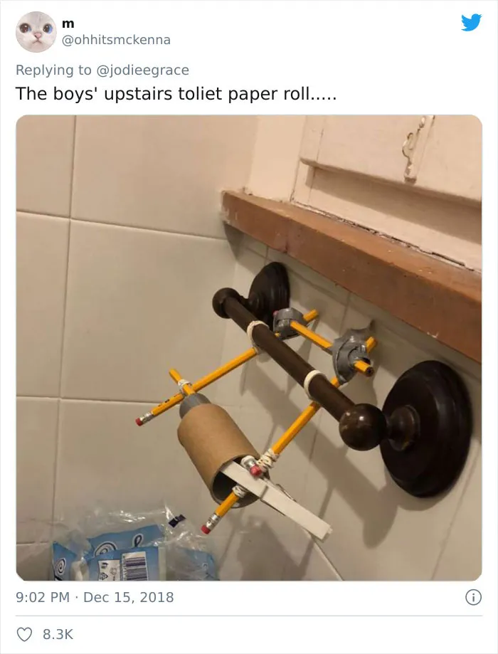 People On Twitter Share Pics Of Weird Stuff In Guys' Bathrooms And Here Are 35 Of The Best Ones