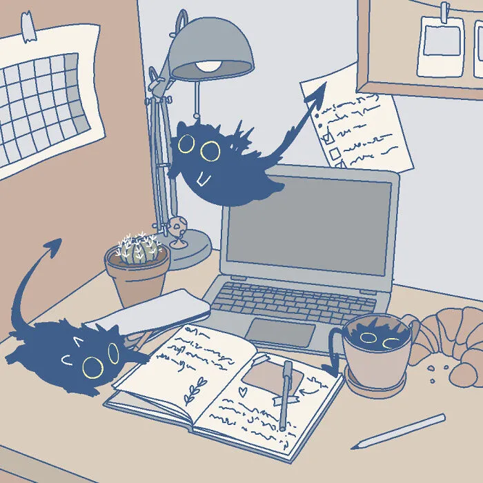 I Made A Set Of Calming Illustrations With A Cute Addition